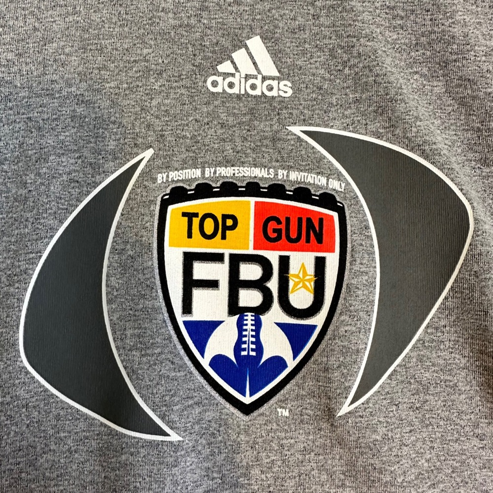 Adidas Climalite Top Gun FBU Gray Graphic Performance T-Shirt Mens 2XL Raglan - Picture 11 of 13